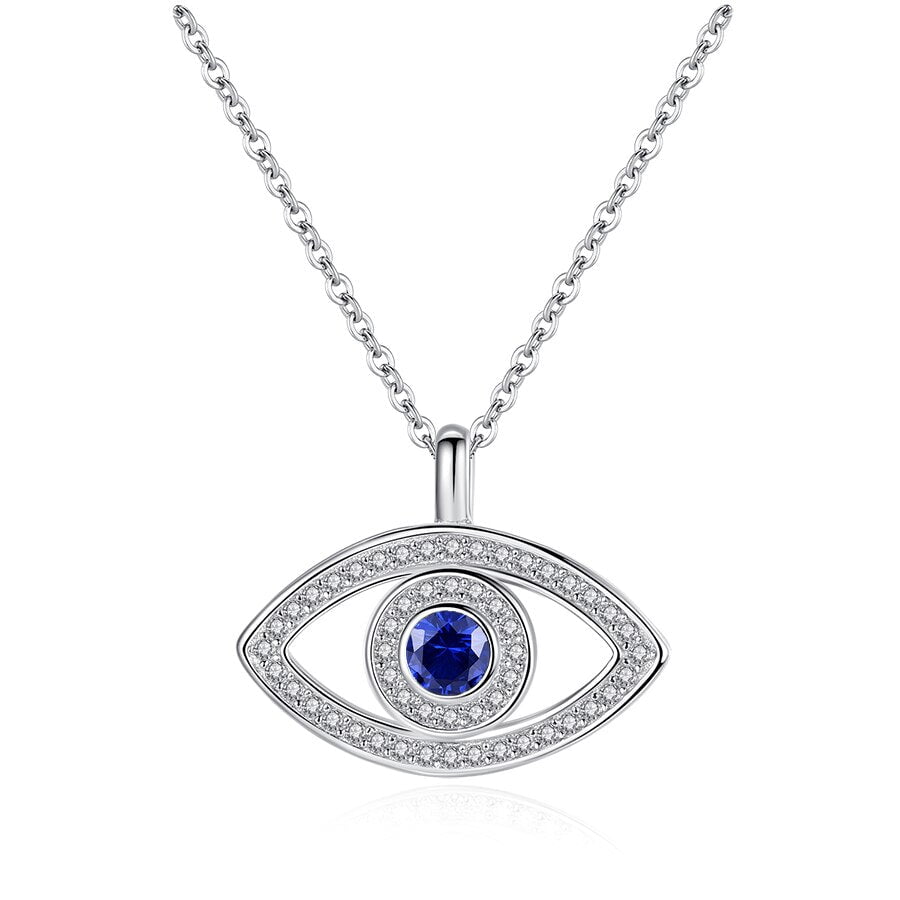 Wee Luxury Silver Necklaces Lucky Eye Evil 925 Sterling Silver Pendant Choker Necklace