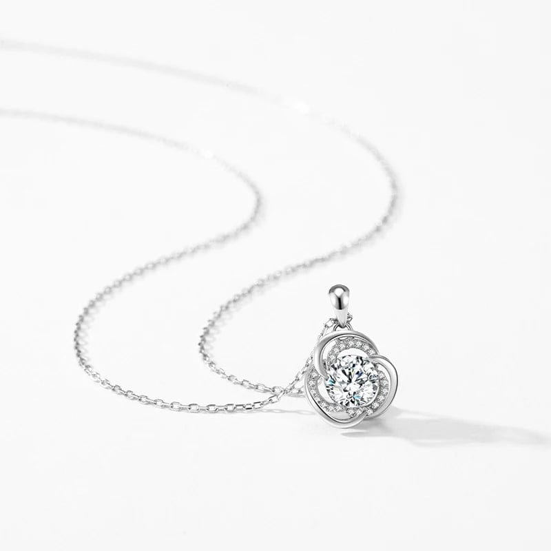 Wee Luxury Silver Necklaces Luxury 925 Sterling Silver Flower Necklace with Sparkling Zircon