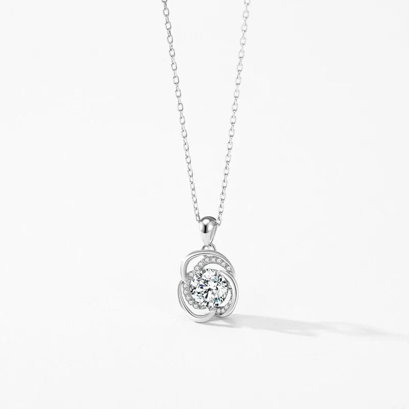 Wee Luxury Silver Necklaces Luxury 925 Sterling Silver Flower Necklace with Sparkling Zircon