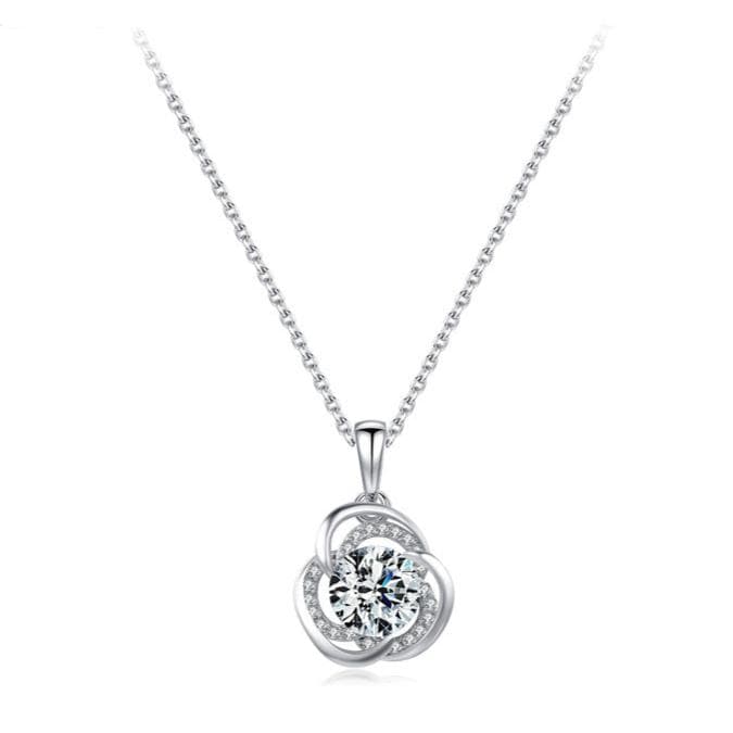 Wee Luxury Silver Necklaces Luxury 925 Sterling Silver Flower Necklace with Sparkling Zircon