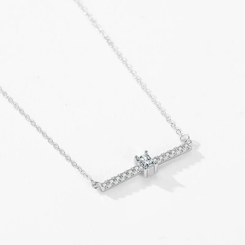 Wee Luxury Silver Necklaces Luxury 925 Sterling Silver Rectangular Zirconia Chain Necklace