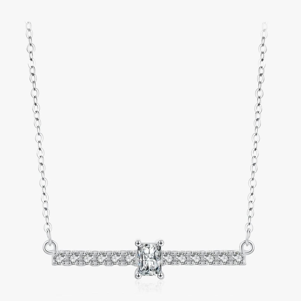 Wee Luxury Silver Necklaces Luxury 925 Sterling Silver Rectangular Zirconia Chain Necklace