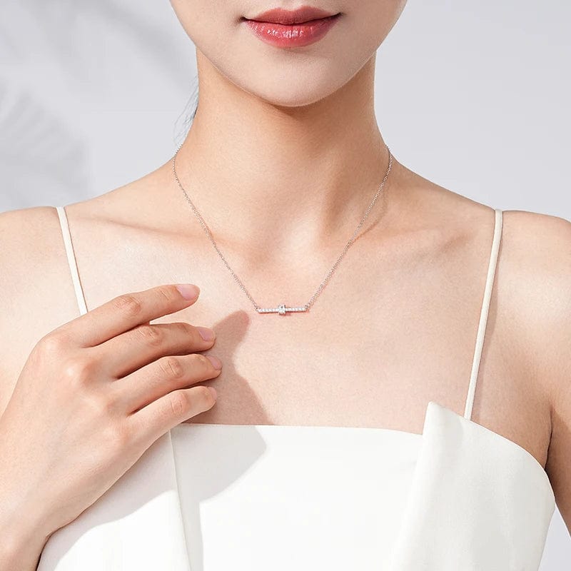 Wee Luxury Silver Necklaces Luxury 925 Sterling Silver Rectangular Zirconia Chain Necklace