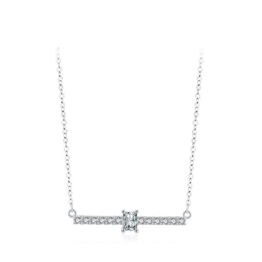 Wee Luxury Silver Necklaces Luxury 925 Sterling Silver Rectangular Zirconia Chain Necklace