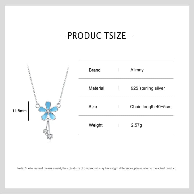 Wee Luxury Silver Necklaces Luxury Elegant Blue Zircon Flower Necklace in 925 Sterling Silver