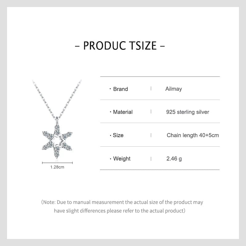 Wee Luxury Silver Necklaces Radiant Star-Shaped Snowflake Necklace in 925 Sterling Silver