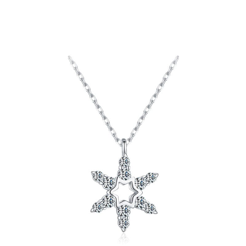 Wee Luxury Silver Necklaces Radiant Star-Shaped Snowflake Necklace in 925 Sterling Silver