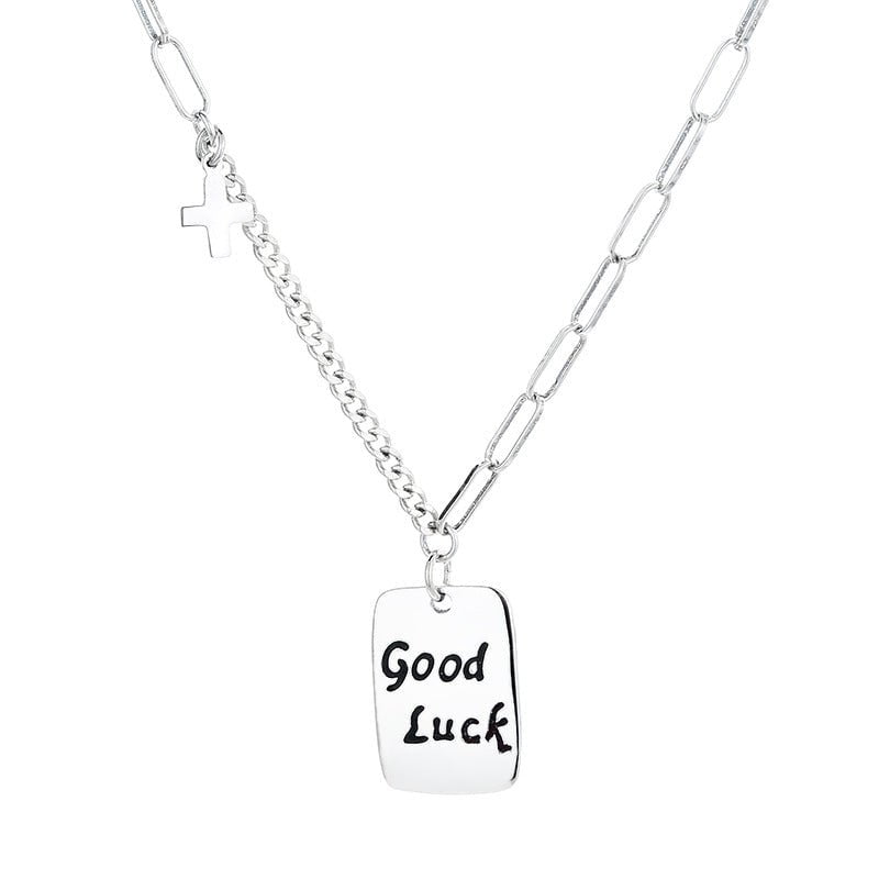 Wee Luxury Silver Necklaces Silver / 925 silver Long Square Brand Good Luck S925 Sterling Silver Necklace