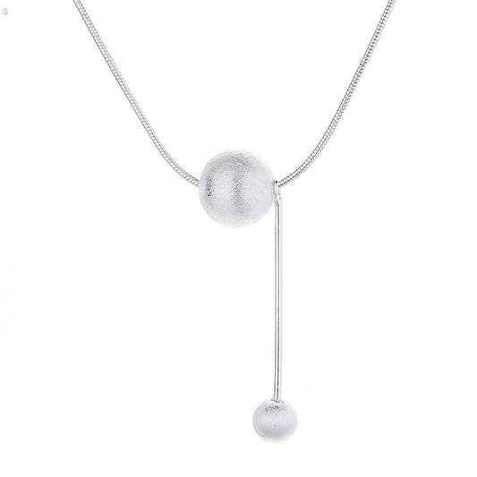 Wee Luxury Silver Necklaces Silver / 925 silver S925 Sterling Silver Snake Bone Chain Brushed Ball Tassel Necklace