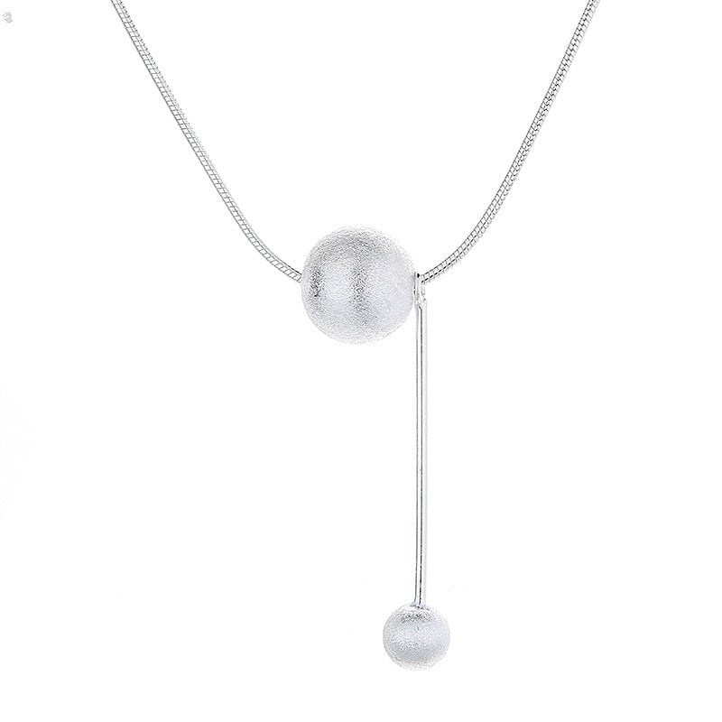 Wee Luxury Silver Necklaces Silver / 925 silver S925 Sterling Silver Snake Bone Chain Brushed Ball Tassel Necklace