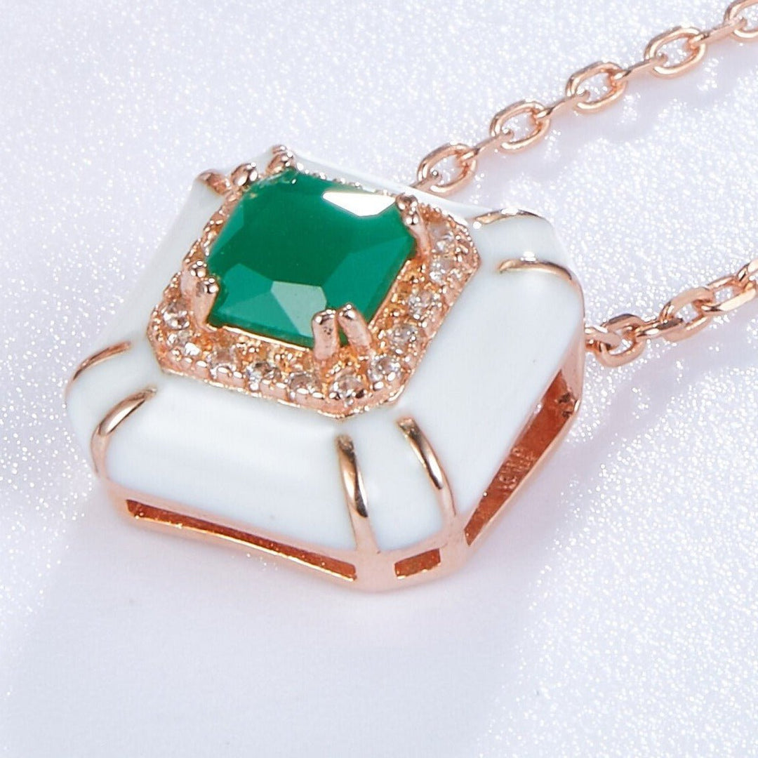 Wee Luxury Silver Necklaces Silver Crystal Glass Shining Zircon Handmade Enamel Necklace For Women