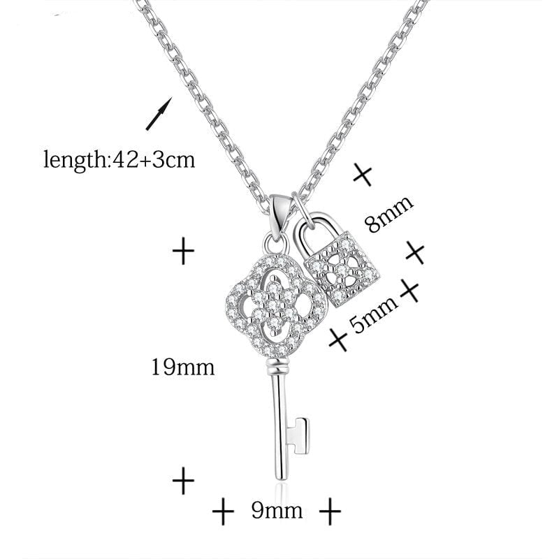 Wee Luxury Silver Necklaces Silver Elegant Key Design Shiny CZ Zircon Ladies Pendant Necklace