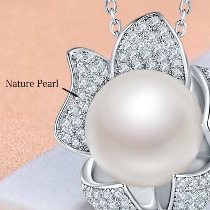 Wee Luxury Silver Necklaces Silver Elegant Natural Pearl Flower Pendant Necklace For Women