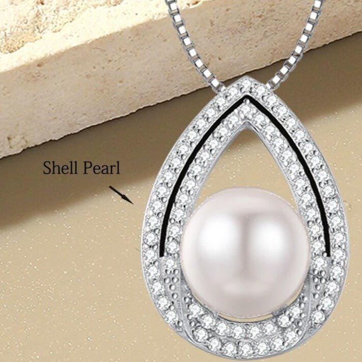 Wee Luxury Silver Necklaces Silver Geometric Zircon Pearl Mini Small Pendant Necklace For Women