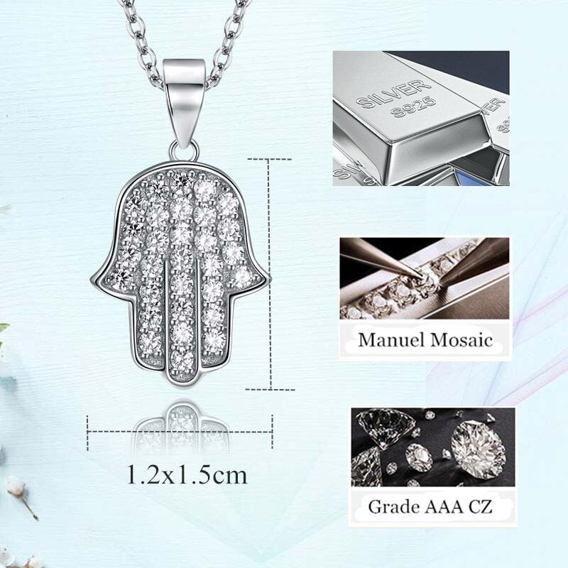 Wee Luxury Silver Necklaces Silver Good Luck Protect of Hamsa Pendant Fatima Hand Necklace