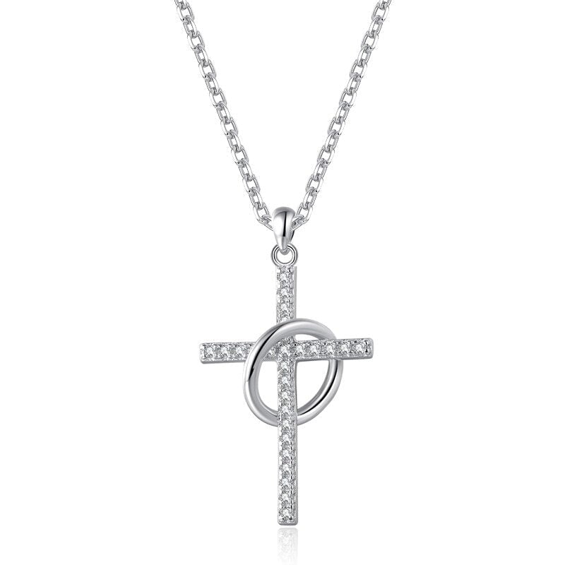 Wee Luxury Silver Necklaces Silver Silver Chain Necklaces Women Cross And Circle Plated Platinum