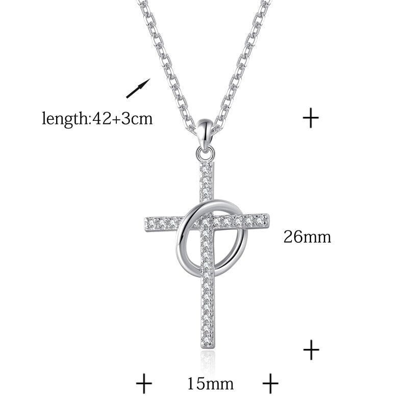 Wee Luxury Silver Necklaces Silver Silver Chain Necklaces Women Cross And Circle Plated Platinum