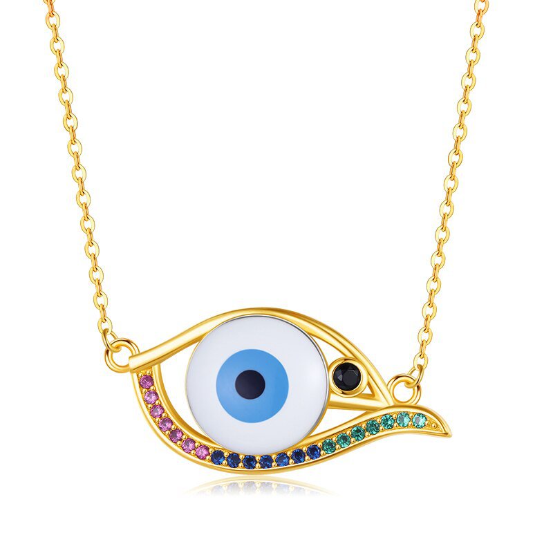 Wee Luxury Silver Necklaces Style 1 / 45cm Blue Resin Evil Eye Sterling Silver Necklace - Trendy Pendant for Women