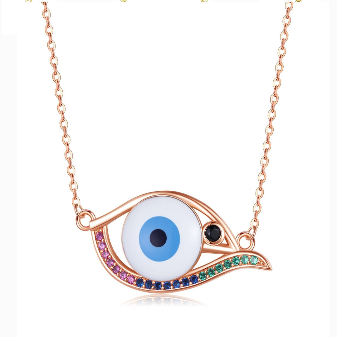 Wee Luxury Silver Necklaces Style 2 / 45cm Blue Resin Evil Eye Sterling Silver Necklace - Trendy Pendant for Women