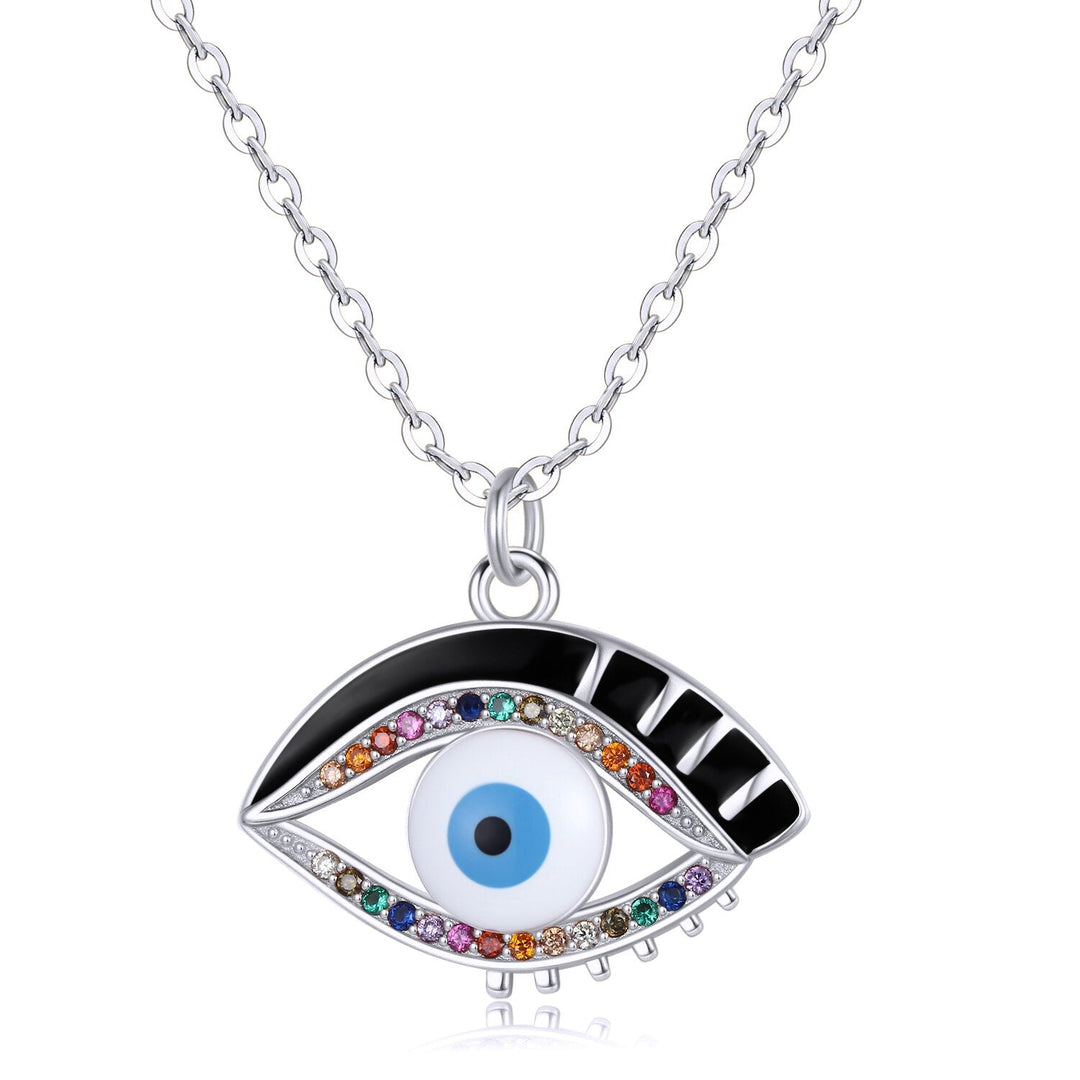 Wee Luxury Silver Necklaces Style 3 / 45cm Blue Resin Evil Eye Sterling Silver Necklace - Trendy Pendant for Women