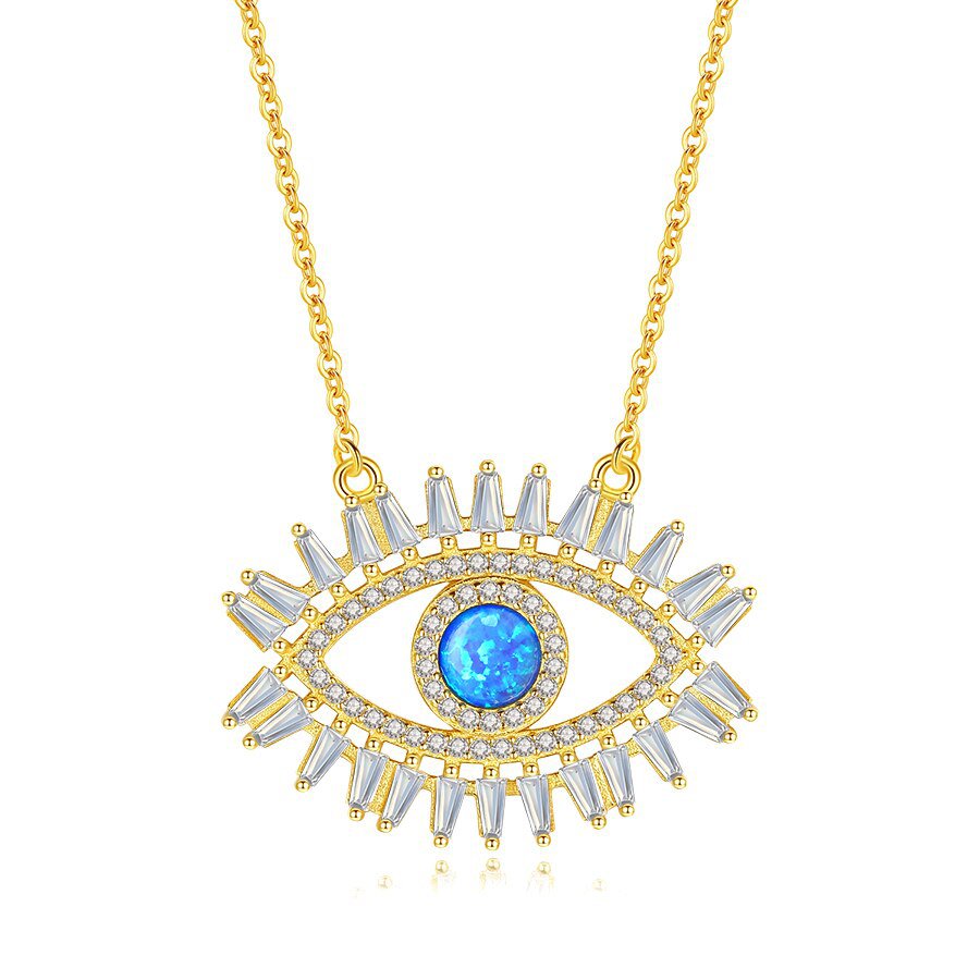 Wee Luxury Silver Necklaces Style 4 / 45cm 925 Sterling Silver Crystal CZ Luck Turkish Eye Necklace Silver