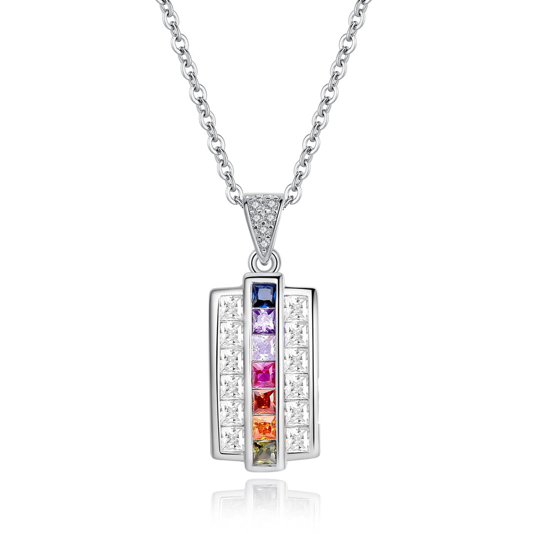 Wee Luxury Silver Necklaces Style 4 / 45cm Charm Rainbow CZ Cubic Zirconia Geometric Circle Chain Necklaces