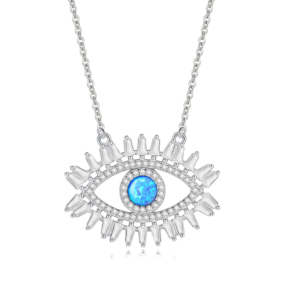 Wee Luxury Silver Necklaces Style 5 / 45cm 925 Sterling Silver Crystal CZ Luck Turkish Eye Necklace Silver