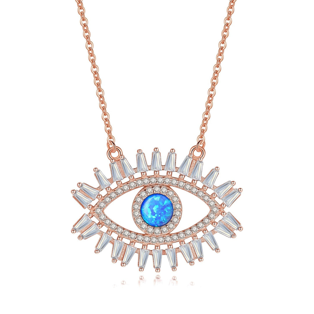 Wee Luxury Silver Necklaces Style 6 / 45cm 925 Sterling Silver Crystal CZ Luck Turkish Eye Necklace Silver