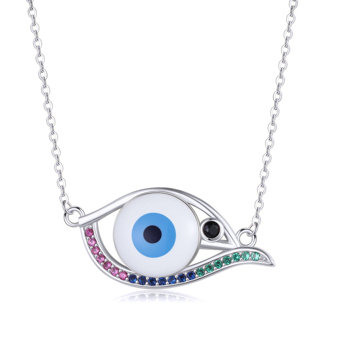 Wee Luxury Silver Necklaces Style 6 / 45cm Blue Resin Evil Eye Sterling Silver Necklace - Trendy Pendant for Women