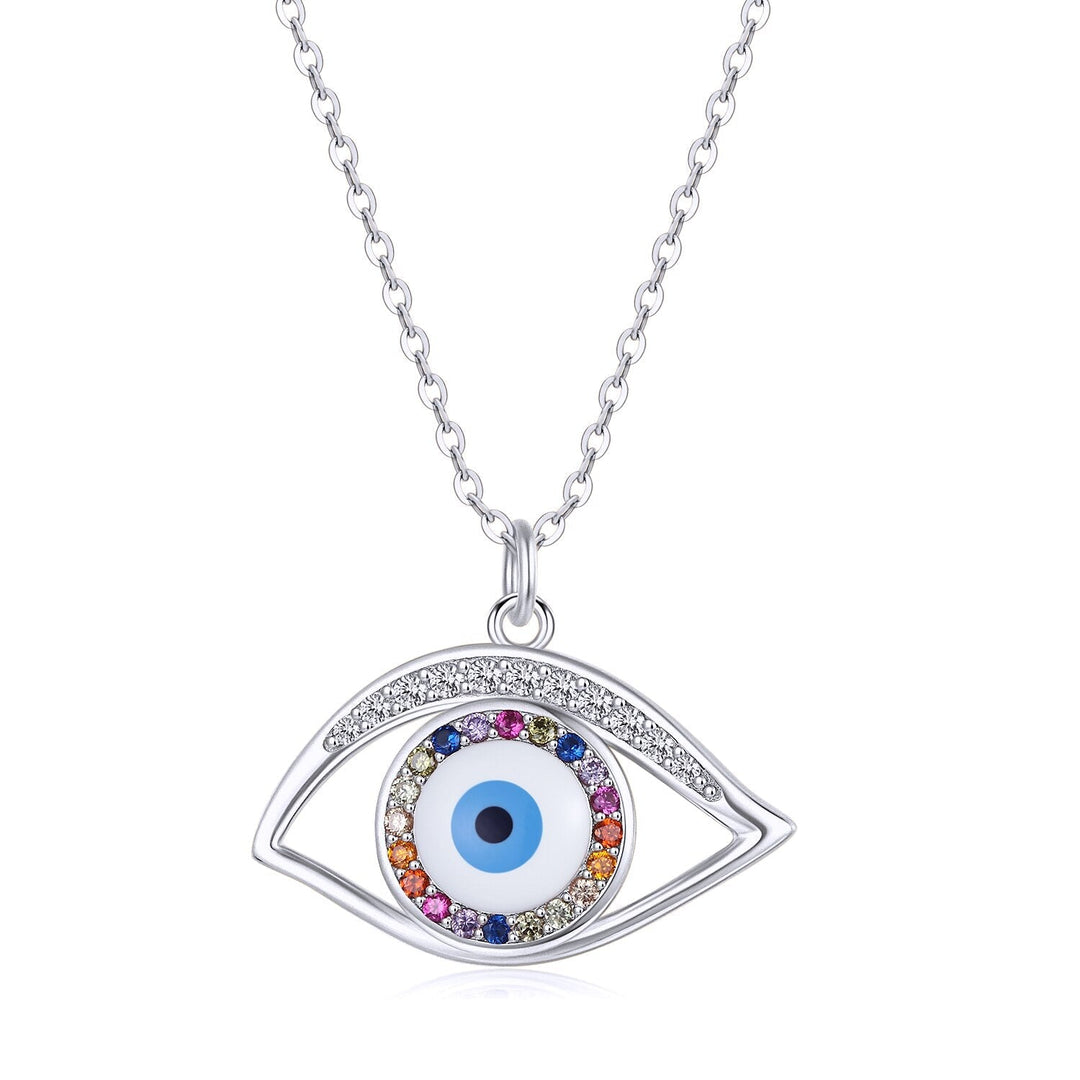 Wee Luxury Silver Necklaces Style 9 / 45cm Blue Resin Evil Eye Sterling Silver Necklace - Trendy Pendant for Women