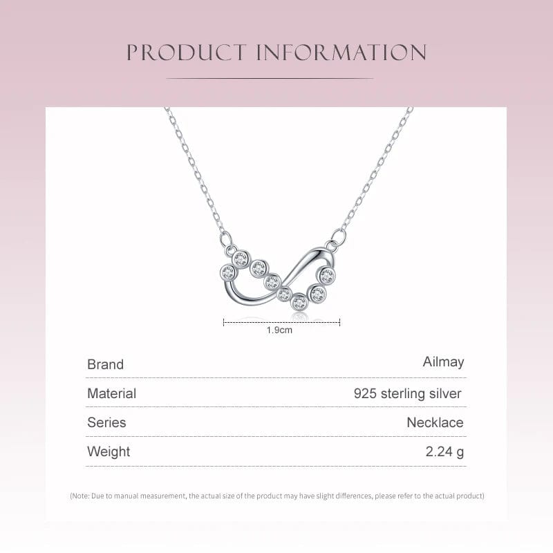 Wee Luxury Silver Necklaces Tiny Shiny 925 Sterling Silver Infinite Love CZ Heart Necklace