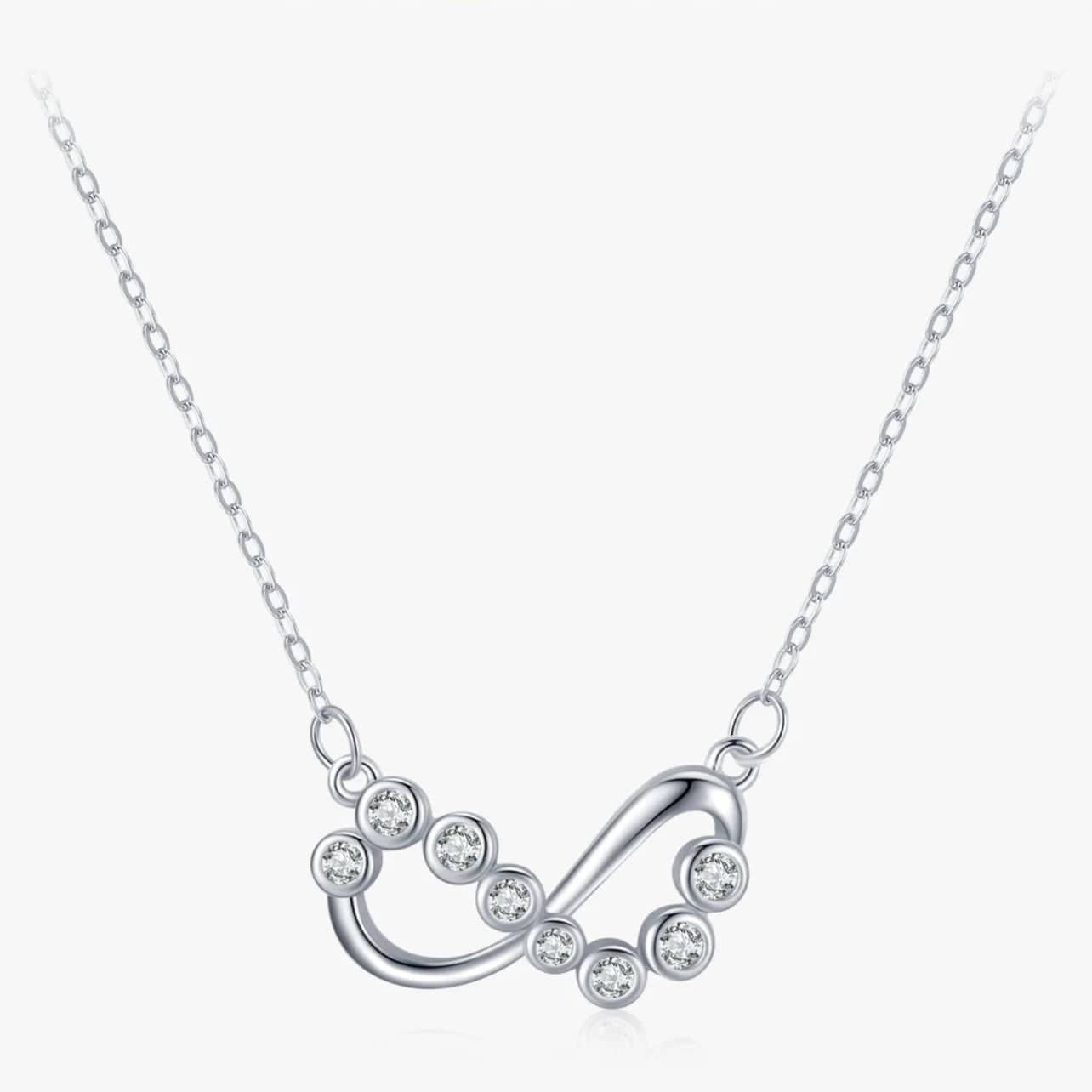 Wee Luxury Silver Necklaces Tiny Shiny 925 Sterling Silver Infinite Love CZ Heart Necklace