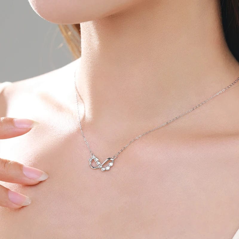 Wee Luxury Silver Necklaces Tiny Shiny 925 Sterling Silver Infinite Love CZ Heart Necklace