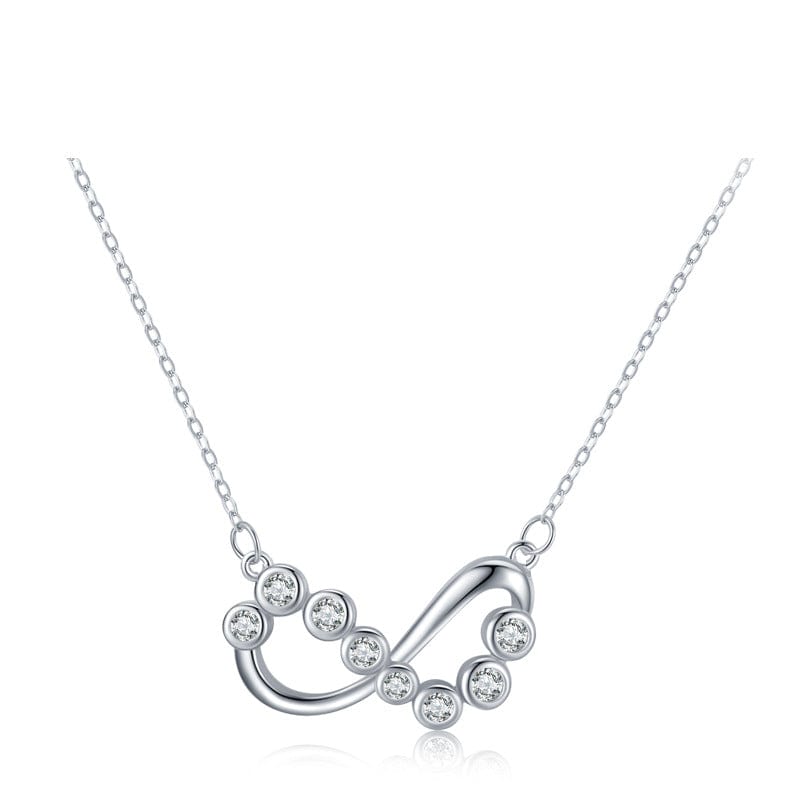 Wee Luxury Silver Necklaces Tiny Shiny 925 Sterling Silver Infinite Love CZ Heart Necklace