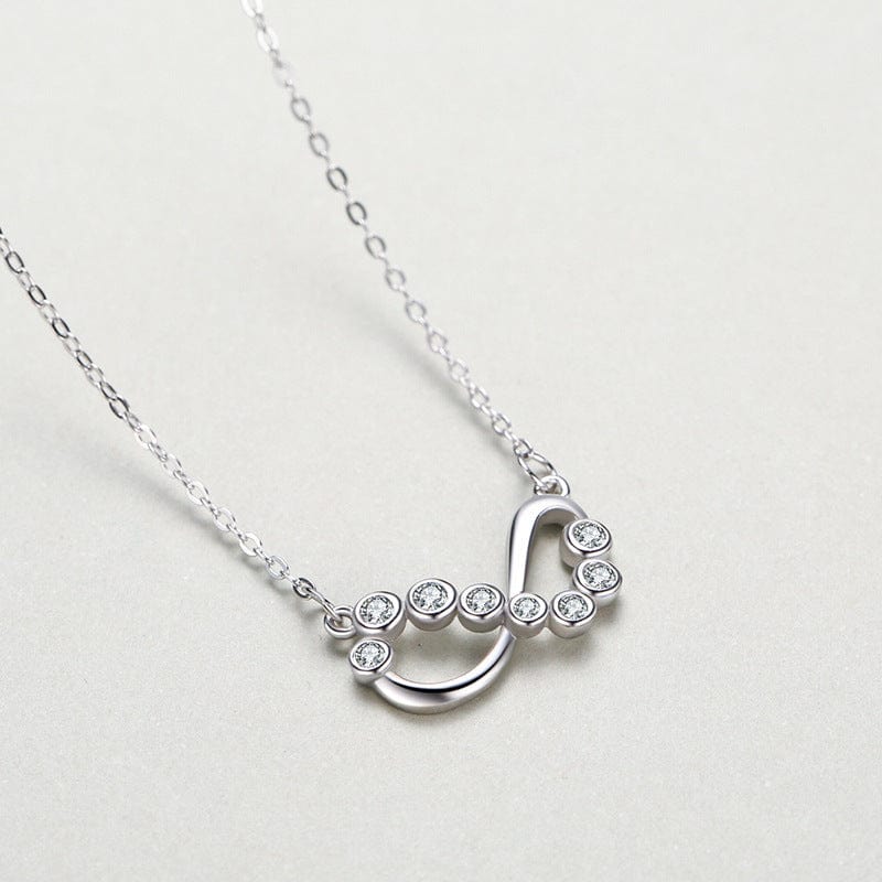 Wee Luxury Silver Necklaces Tiny Shiny 925 Sterling Silver Infinite Love CZ Heart Necklace