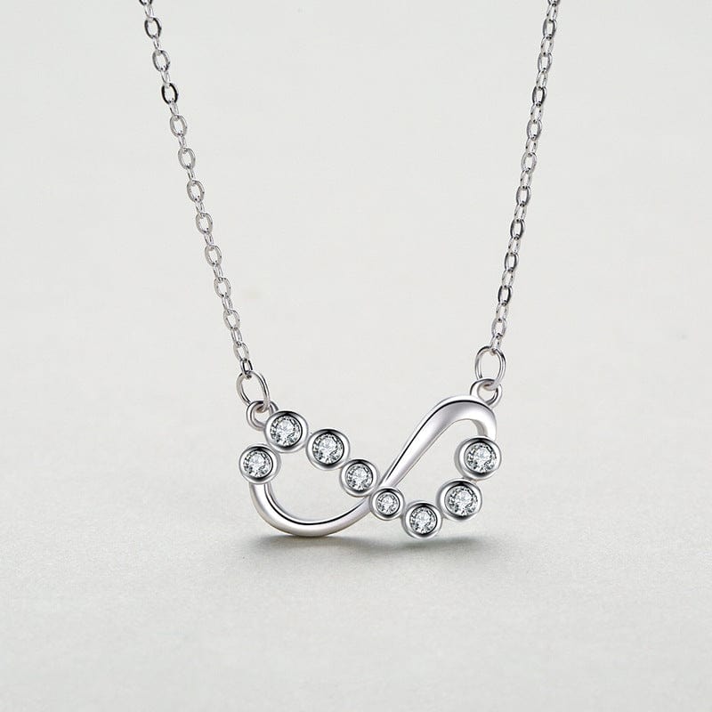 Wee Luxury Silver Necklaces Tiny Shiny 925 Sterling Silver Infinite Love CZ Heart Necklace