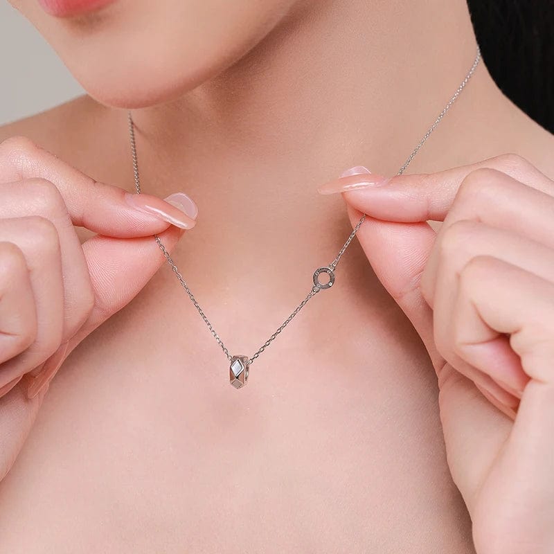 Wee Luxury Silver Necklaces Trendy 925 Sterling Silver Circular Pendant Necklace for Women