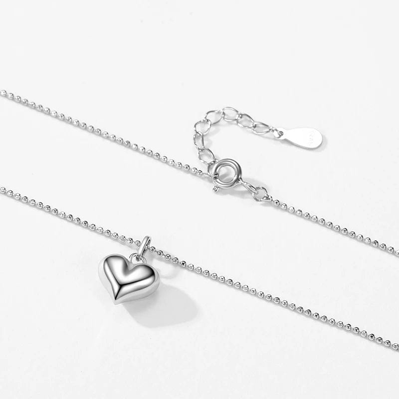 Wee Luxury Silver Necklaces Trendy 925 Sterling Silver Heart Necklace with Link Chain and Beads