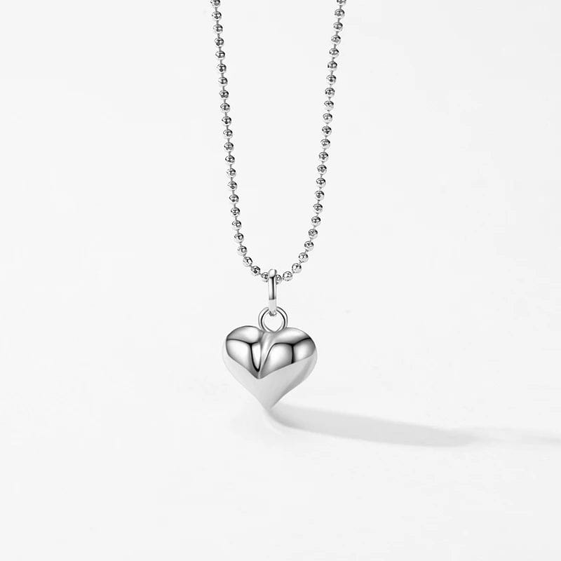 Wee Luxury Silver Necklaces Trendy 925 Sterling Silver Heart Necklace with Link Chain and Beads