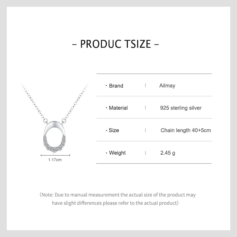 Wee Luxury Silver Necklaces Trendy 925 Sterling Silver Oval Pendant Necklace with Zircon for Women