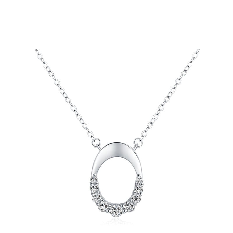 Wee Luxury Silver Necklaces Trendy 925 Sterling Silver Oval Pendant Necklace with Zircon for Women