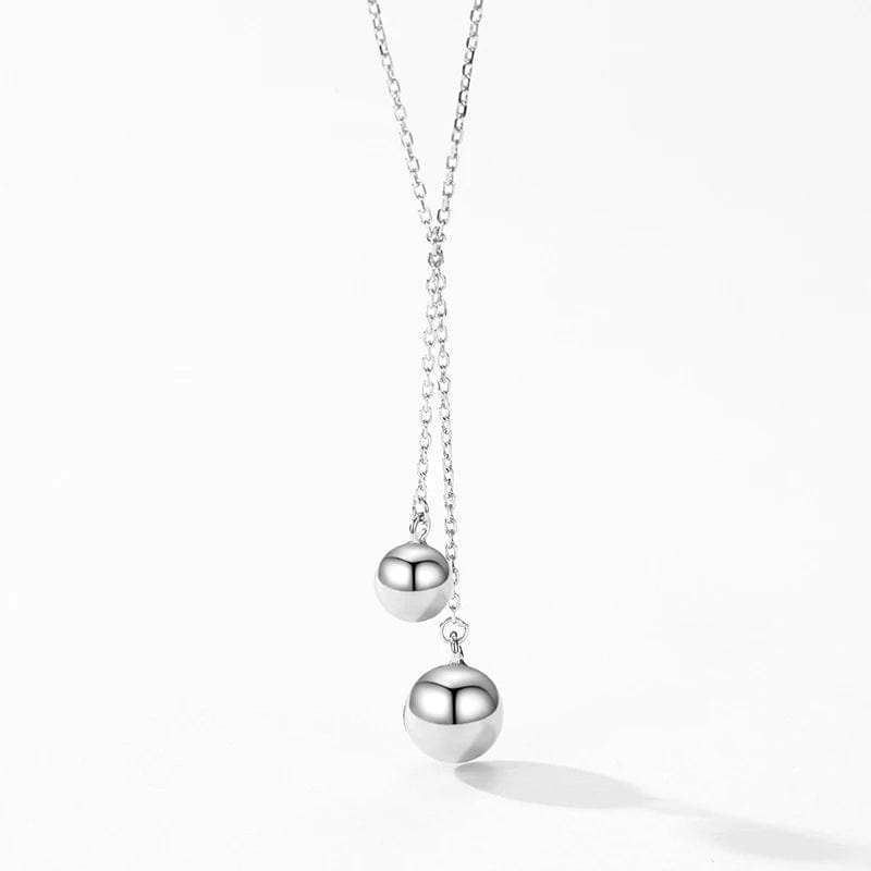 Wee Luxury Silver Necklaces Trendy Double Layer 925 Sterling Silver Round Ball Necklace