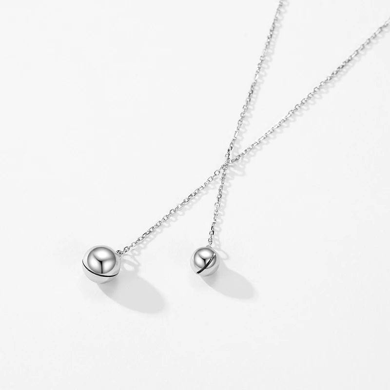 Wee Luxury Silver Necklaces Trendy Double Layer 925 Sterling Silver Round Ball Necklace