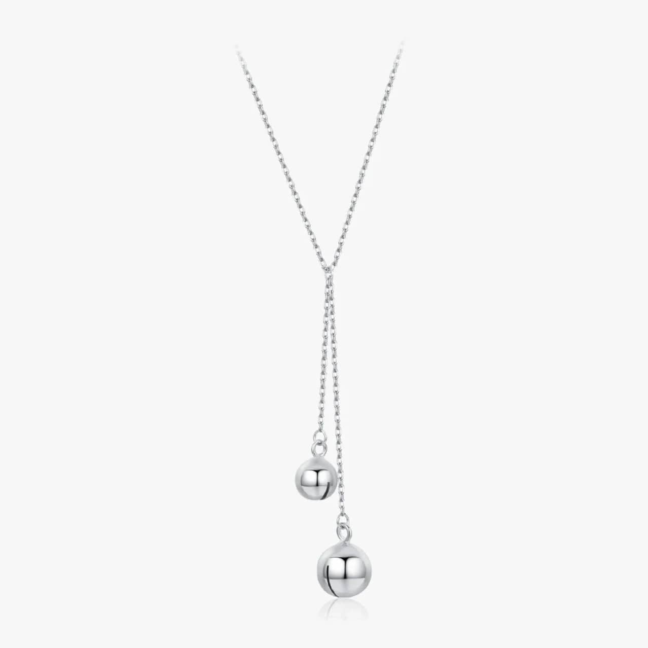 Wee Luxury Silver Necklaces Trendy Double Layer 925 Sterling Silver Round Ball Necklace