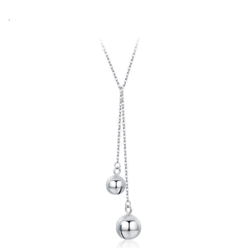 Wee Luxury Silver Necklaces Trendy Double Layer 925 Sterling Silver Round Ball Necklace