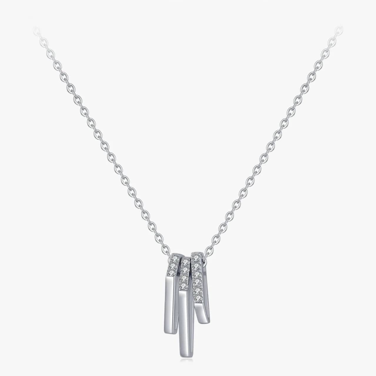 Wee Luxury Silver Necklaces Trendy Geometric Personality Crystal Necklace in 925 Sterling Silver