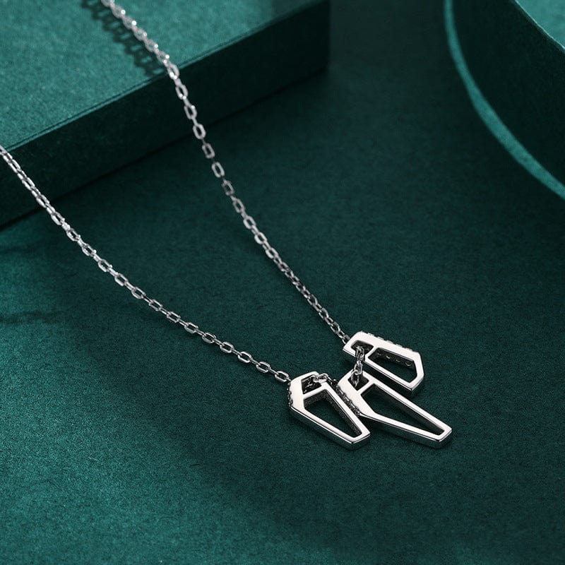 Wee Luxury Silver Necklaces Trendy Geometric Personality Crystal Necklace in 925 Sterling Silver