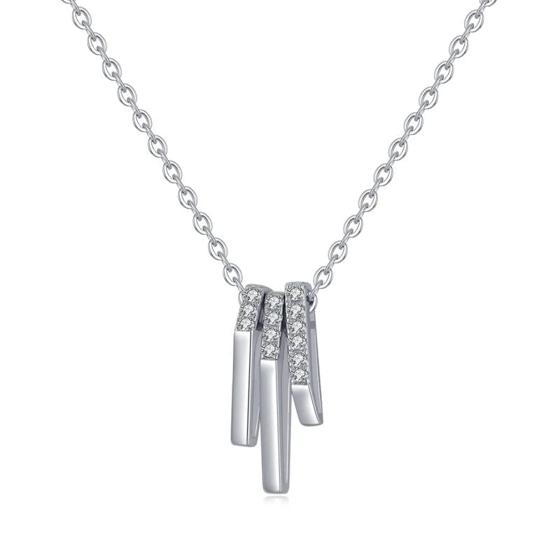 Wee Luxury Silver Necklaces XL6639-S Trendy Geometric Personality Crystal Necklace in 925 Sterling Silver