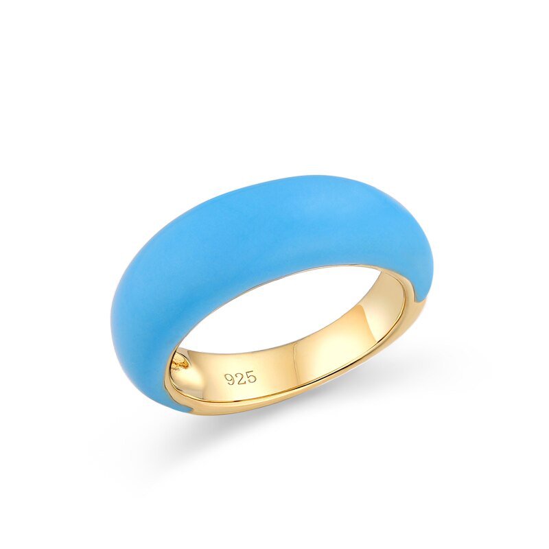 Wee Luxury Silver Rings 5 / Blue Circle Colourful Enamel Silver Thumb Ring