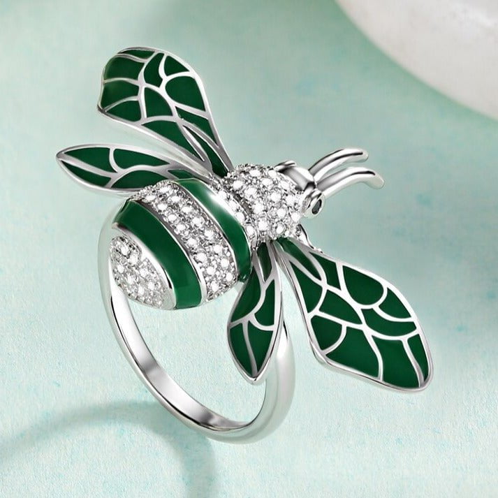 Wee Luxury Silver Rings 5 / Green Women Pure 925 Sterling Silver Ring